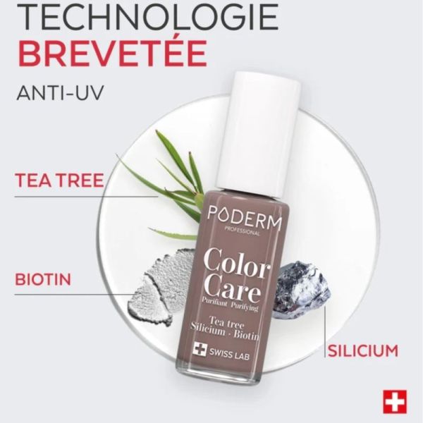 Poderm Vernis Color Care Tea Tree Taupe 8 ml - Vernis soin élégant longue tenue
