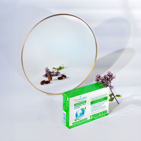 Puressentiel Respiratoire Toux Sèche ou Grasse x24 Comprimés à Sucer – Double action curative et préventive dès 4 ans