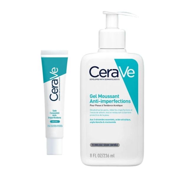 CeraVe Trousse Ma Routine SOS Anti-Boutons - Gel moussant 236 ml + Soin concentré 40 ml
