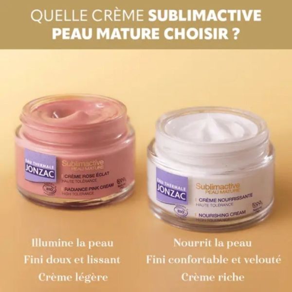 Jonzac Crème rose éclat bio Pot 50 ml - Eclat du teint et fermeté des peaux matures