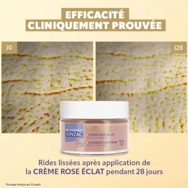 Jonzac Crème rose éclat bio Pot 50 ml - Eclat du teint et fermeté des peaux matures