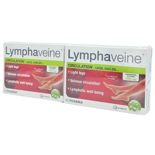 3C Pharma Lymphaveine Circulation Veineuse et Lymphatique - Lot de 2 - 30% offert - Programme 4 mois