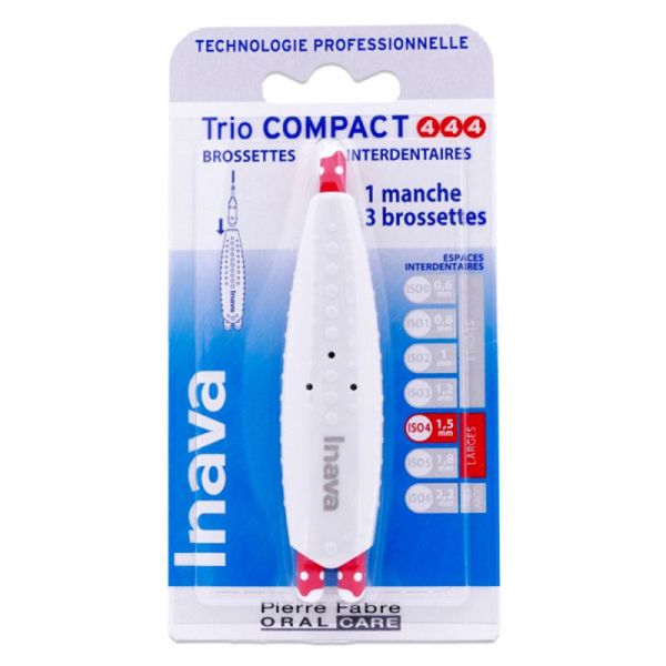 Inava Trio Compact - 1 Manche + 3 Brossettes Interdentaires - Taille 4/4/4 - 1,5mm