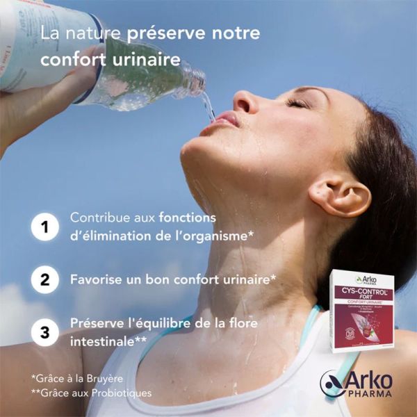 Arkopharma Cys-Control Fort Microbiotiques 10 sachets + 5 sticks à diluer - Confort urinaire