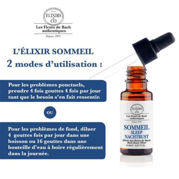 Elixirs & Co Élixir Bio Sommeil Fleurs de Bach 20ml – Calme et nuit sereine
