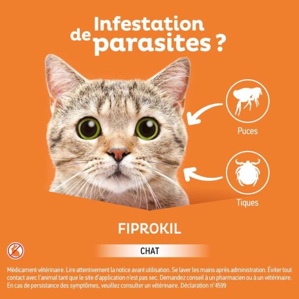 Clément Thékan Fiprokil Antiparasitaire Chat - 2 pipettes