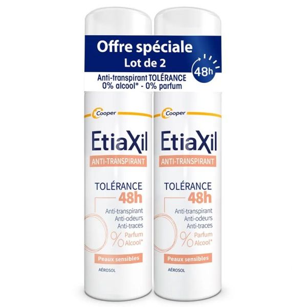 Etiaxil Anti-Transpirant Tolérance Spray 48H - Lot de 2 x 150ml