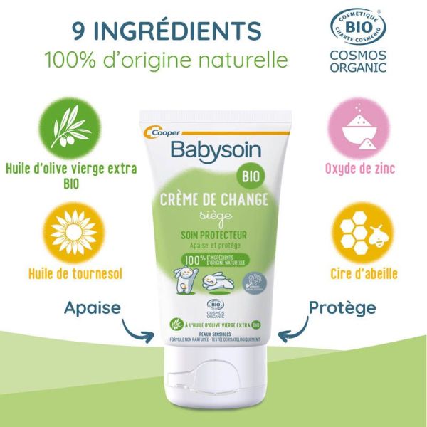 Babysoin Crème de Change BIO - 75g - Protection et réparation du siège de bébé