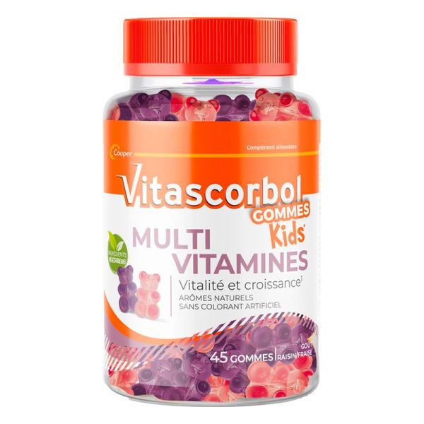 Vitascorbol Kids Multivitamines - Soutien la Croissance et la Vitalité des Enfants - 45 Gummies