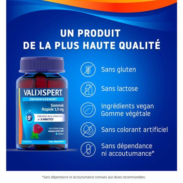 Valdispert Sommeil Rapide 1,9 mg - 60 Gummies - Endormissement rapide