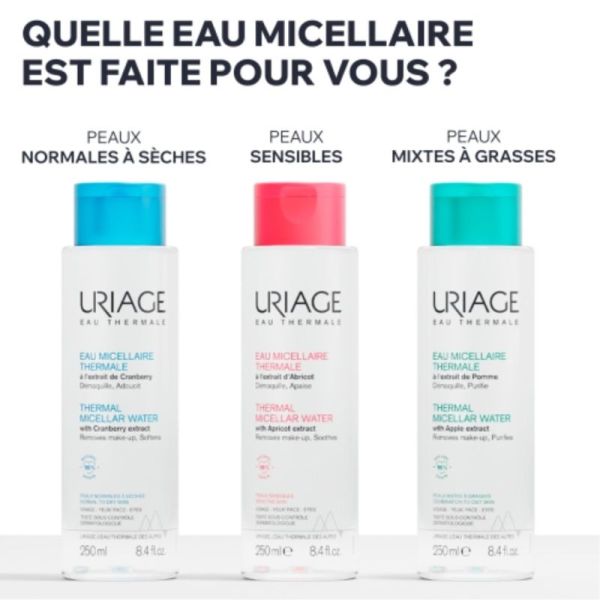 Uriage Eau Micellaire Thermale Peaux Mixtes à Grasses 500 ml - Démaquille et normalise le sébum