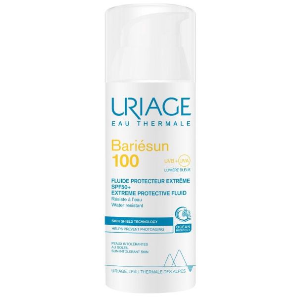 Uriage Bariésun 100 Fluide Protecteur Extrême SPF 50+ 50 ml - Peaux intolérantes au soleil, résiste à l'eau