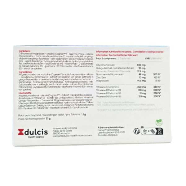 Horus Pharma NaturOphta® Neuro 30 comprimés - Vision, système nerveux et microcirculation