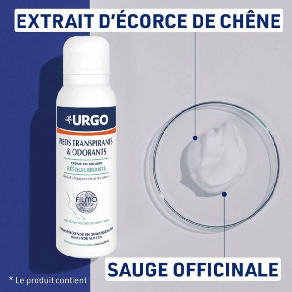 URGO Filomousse Crème Mousse Rééquilibrante Pieds Transpirants - 125ml