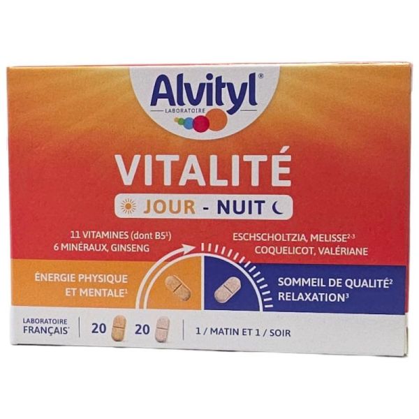 Alvityl Vitalité Jour-Nuit - 11 vitamines, 6 minéraux - Energie + Sommeil de qualité