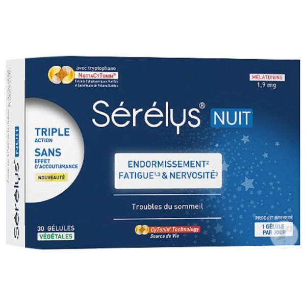 Sérélys Nuit Endormissement Fatigue et Nervosité - 30 Gélules
