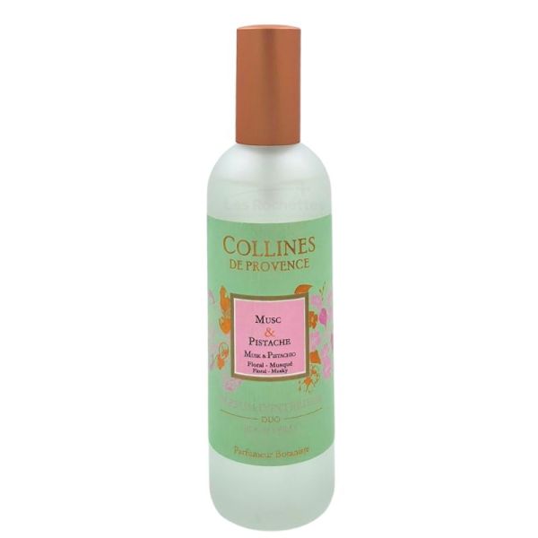 Collines de Provence Parfum d'Intérieur Musc & Pistache 100ml - Parfum d'ambiance floral et musqué pour créer une atmosphère chaleureuse