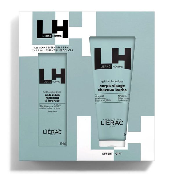 Lierac Coffret Homme - Fluide Anti-Age Global 50ml + Gel Douche Intégral 200ml OFFERT