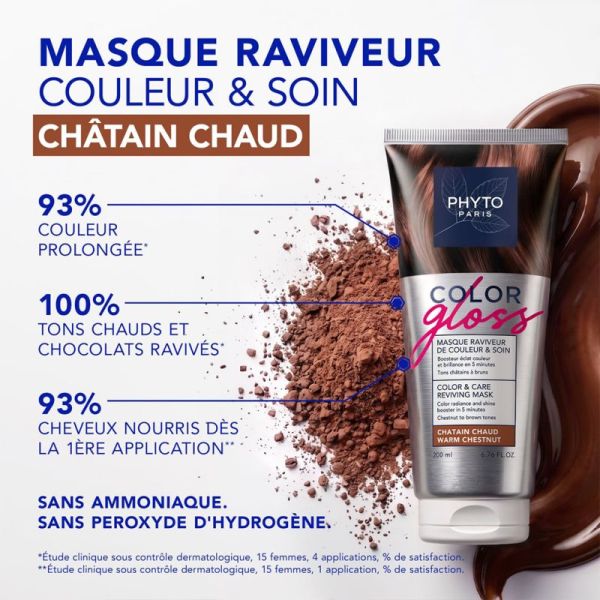 Phyto PhytoCOLOR GLOSS Masque Raviveur de Couleur et Soin Châtain Chaud 200ml – Éclat et reflets chauds