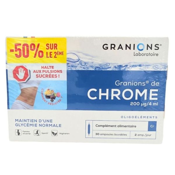 Granions de Chrome 2x30 ampoules (200 µg/j) - Complément alimentaire pour la glycémie