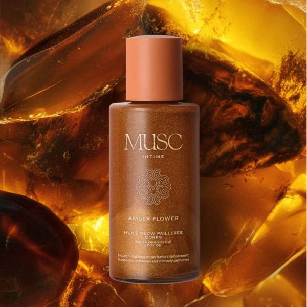 Musc Intime Amber Flower Huile Glow Pailletée Corps 100ml – Éclat et nutrition