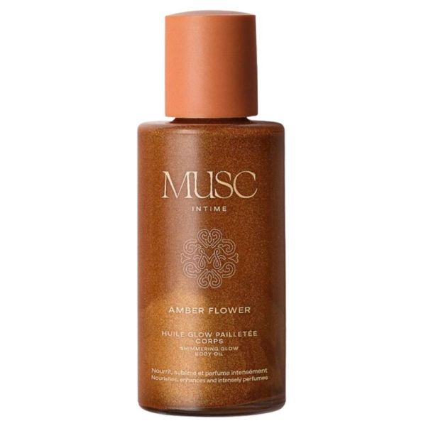 Musc Intime Amber Flower Huile Glow Pailletée Corps 100ml – Éclat et nutrition