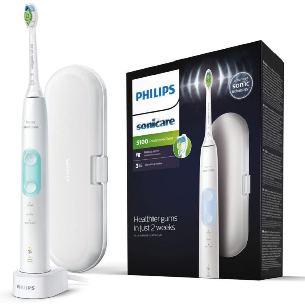 Philips Sonicare ProtectiveClean 5100 Brosse à Dents Électrique HX6857/28 Blanc