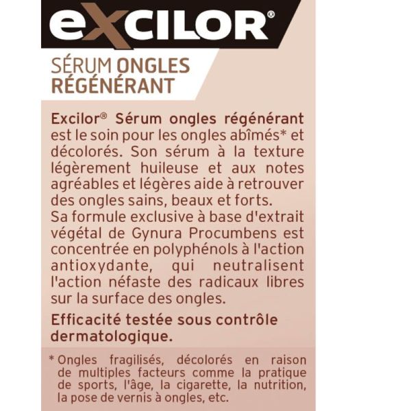 Excilor Sérum Ongles Régénérant - 10 ml - Réparation des ongles abîmés et décolorés