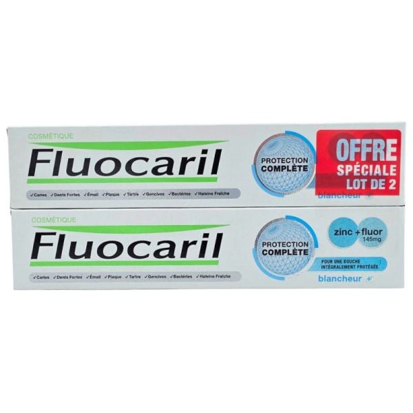 Fluocaril Protection Complète Blancheur lot de 2x75ml - Protection intégrale de la bouche et restauration de la blancheur naturelle
