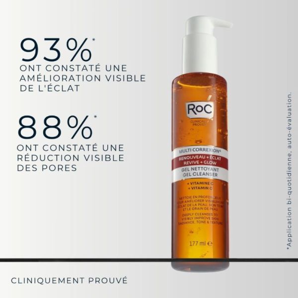 RoC Multi-Correxion Renouveau + Éclat 177 ml - Gel Nettoyant Profond qui Réveille l'Eclat