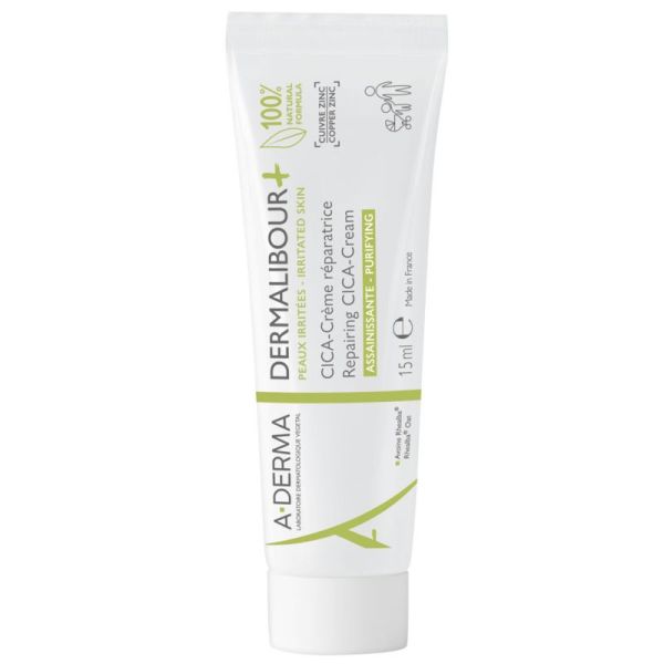 A-DERMA Dermalibour+ CICA-Crème Réparatrice Assainissante 15 ml - Format Nomade