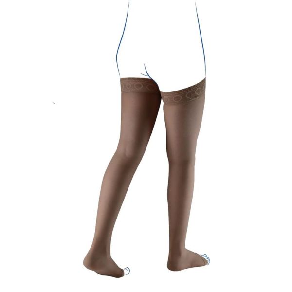 Thuasne Venoflex Incognito Absolu C2 Bas-Cuisses de Contention Pieds Ouverts Long – Effet seconde peau