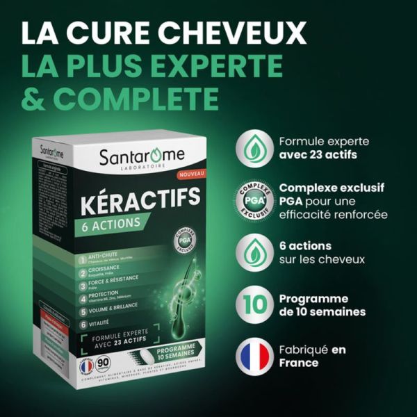 Santarome Kéractifs 6 Actions 90 Comprimés – Anti-chute et croissance