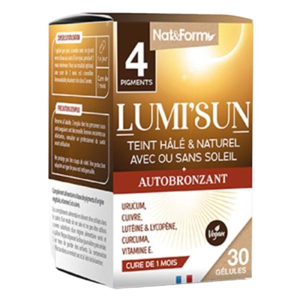 Nat & Form Lumi'Sun Autobronzant Teint Hâlé et Naturel 30 Gélules – Éclat et protection
