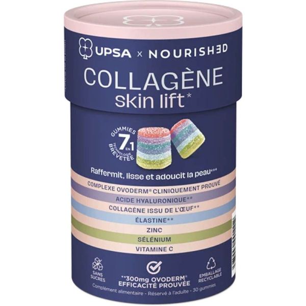 UPSA x Nourished Collagène Skin Lift Gummies 7 en 1 - 30 gummies - Raffermit, lisse et adoucit la peau