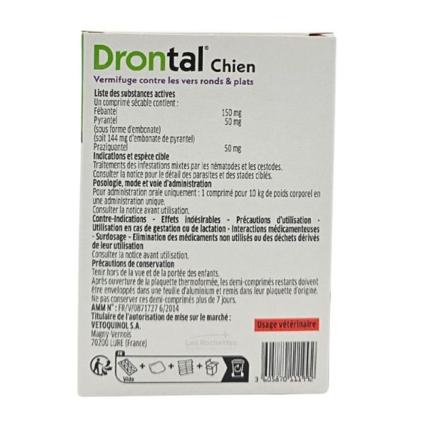 Drontal Chien - Vermifuge vers ronds et plats - 2 comprimés sécables