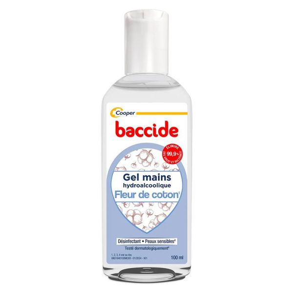 Baccide Gel Hydroalcoolique - Parfum Fleur de Coton - 100ml - Désinfection parfumée des mains