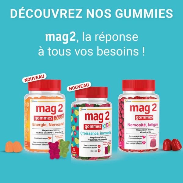 Mag 2 Croissance Immunité Kids - 30 Gommes - Sans Sucre Ajoutés -  Favorise Croissance et Immunité