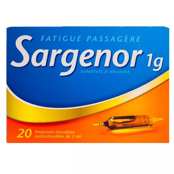 Sargenor 1G/5 Fatigue Passagère - 20 ampoules - Stimulation de l’organisme en cas de fatigue