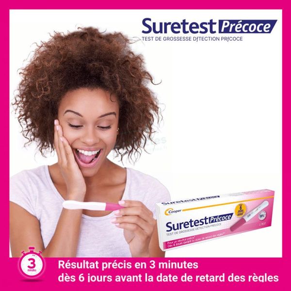 Suretest Test de Grossesse Précoce - Détection Rapide - 6 jours avant Retard des Règles - 1 test
