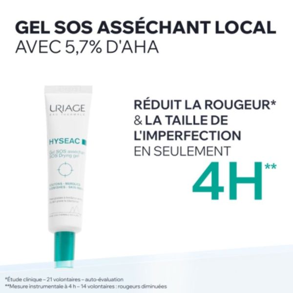 Uriage Hyséac Gel SOS Asséchant 15 ml - Effet patch invisible contre les boutons