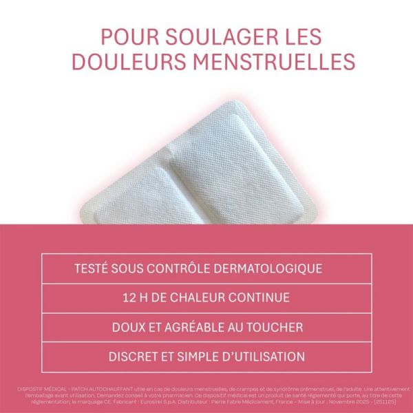 Naturactive Règles Douloureuses Patch Chauffant Boîte de 2 Patchs – Thermothérapie et soulagement des crampes
