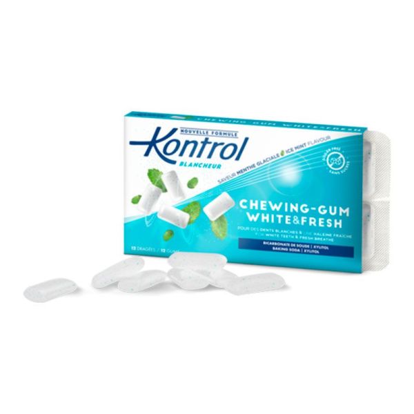 Kontrol Chewing-gum Blancheur Sans Sucre - Previent les Caries - Blister De 12