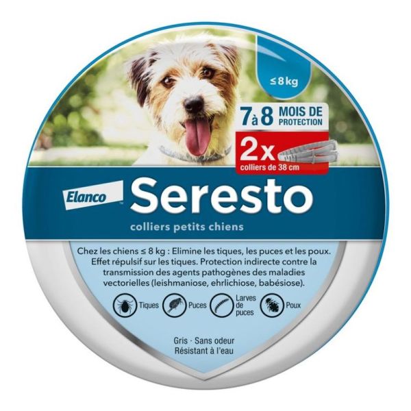 Seresto Chien Collier Anti-Puces et Anti-Tiques -8kg 2 unités