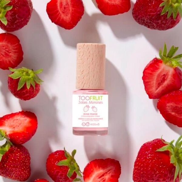 Toofruit Jolies Mimines Vernis à Ongles Biosourcés - 10ml - Couleur : Fraise - Idéal pour les enfants