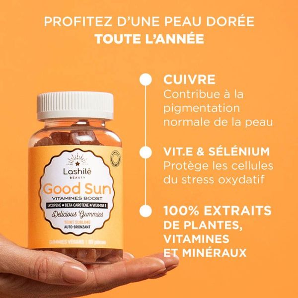Lashilé Beauty Good Sun Vitamines Boost Teint Sublime Auto-Bronzant - Teint Hâlé - 60 Gummies