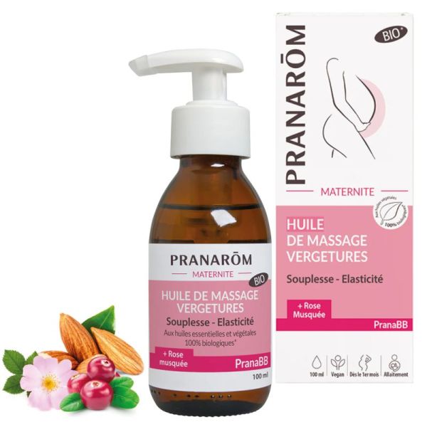 Pranarôm PranaBB Maternité Huile de Massage Vergetures Bio 100ml – Élasticité et douceur