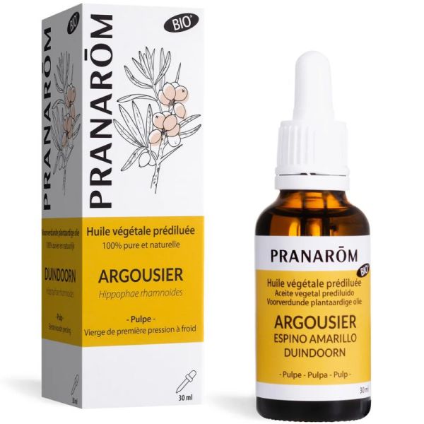 Pranarōm Huile Végétale d’Argousier Bio - 30ml - Sérum bonne mine régénérant et anti-âge