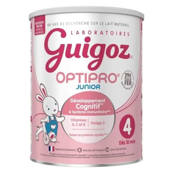 Guigoz Optipro Junior 4ème âge 2x900g – Développement cognitif et système immunitaire - Format spécial la 2e boîte à -50%