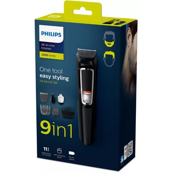 Philips Multigroom Series 3000 Tondeuse 9-en-1 Visage & Cheveux MG3740/15